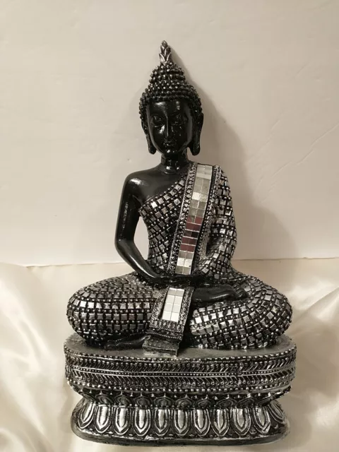 Buddha Statue Thai Meditating Seated Figurine Zen Sculpture Décor Polyresin 10"