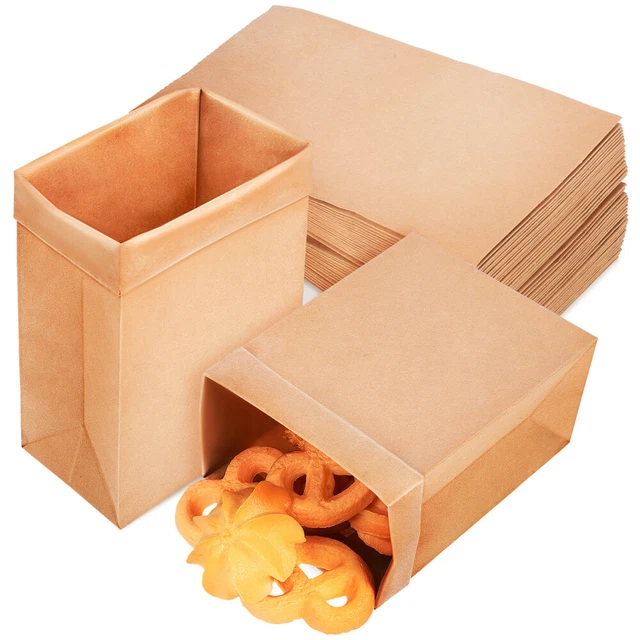 120 Pcs Bread Bag Kraft Paper Brown Kraft Bags Paper Grocery Bags