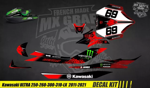 Kit Déco / Decal Kit Jet Ski Kawasaki Ultra 250-260-300-310-Lx - Monster Red