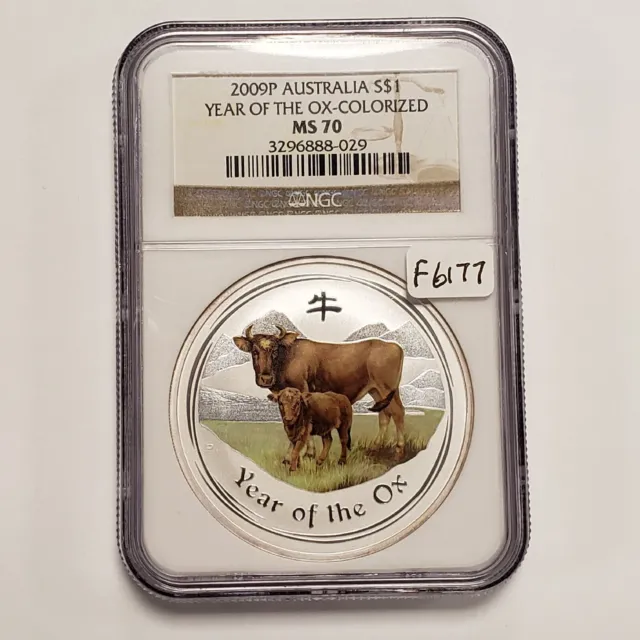 2009-P $1 Australia Year of the Ox - Colorized - NGC MS 70 - SKU-F6177