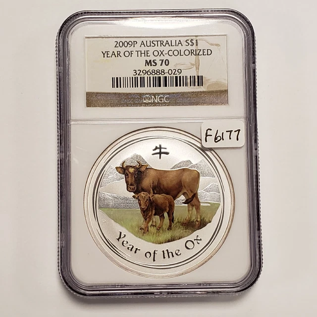 2009-P $1 Australia Year of the Ox - Colorized - NGC MS 70 - SKU-F6177