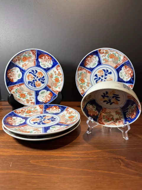 Japanese Hand-Painted Imari Porcelain Bowl & Plates Set - Birds & Floral
