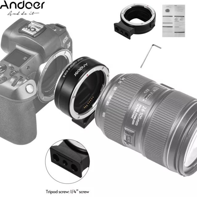 Andoer EF-EOSR Camera Lens Adapter Ring for Canon EF EF-S Lens to EOS R RF Mount