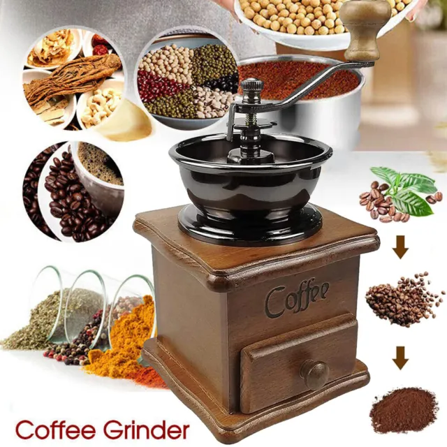 Wood Manual Coffee Grinder Hand Coffee Bean Mill Hand Bean Griding Machine Home