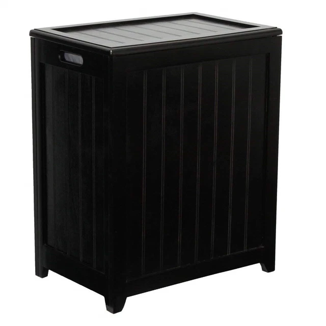 Oceanstar Mahogany Finished Rectangular Laundry Wood Hamper with Interior Bag...
