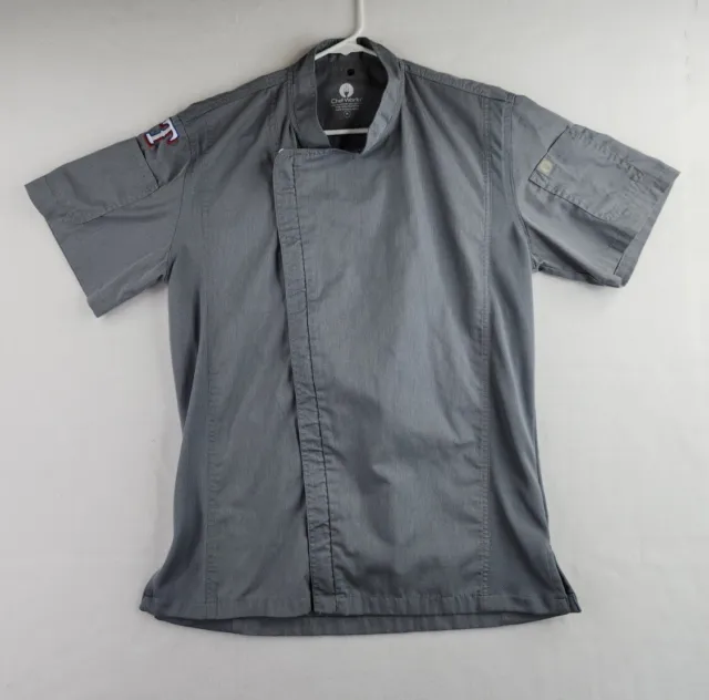 Chef Works Texas Rangers Logo Mens Gray Short Sleeve Chef Cooks Shirt  Size M