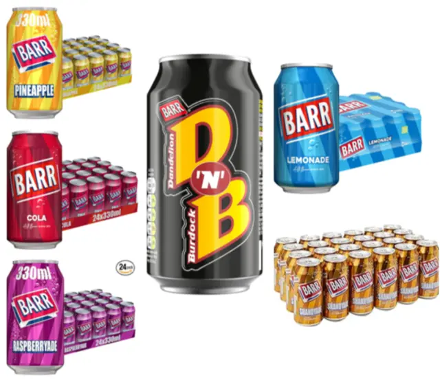 Barr Cherryade Fizzy Drink Cans, 330ml, ZERO SUGAR Pack of 24 x 330ml
