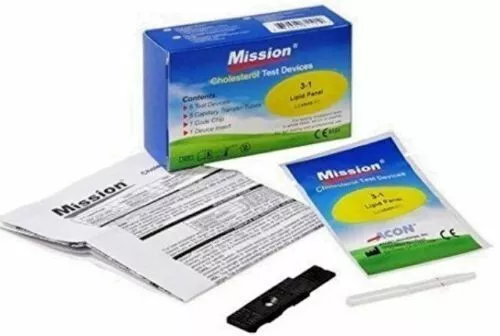 Dispositivos de prueba de colesterol Mission 3 en 1 (panel de lípidos) 25 tiras