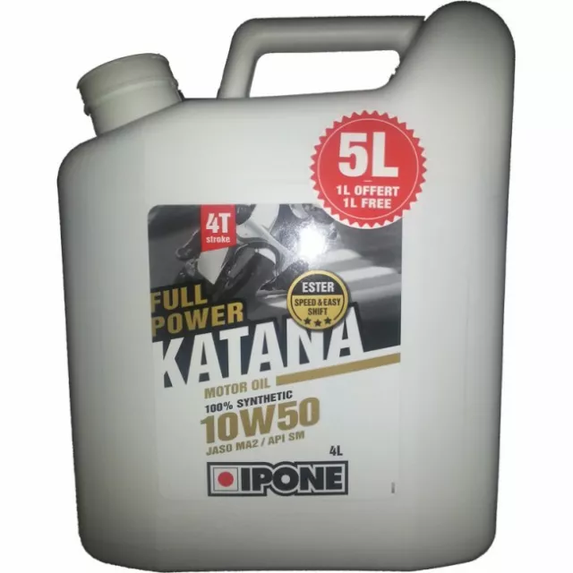 Huile Moto Ipone Katana Full Power 10W50 4 Litres + 1 Litre Offert