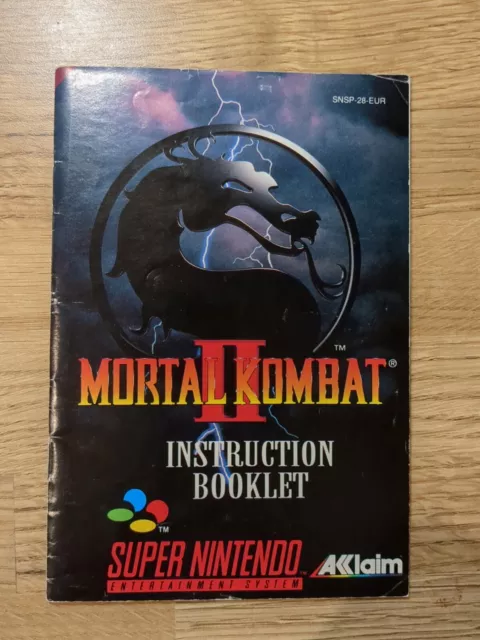 Mortal Kombat II (2) | Manual Only | Super Nintendo SNES | Good Condition