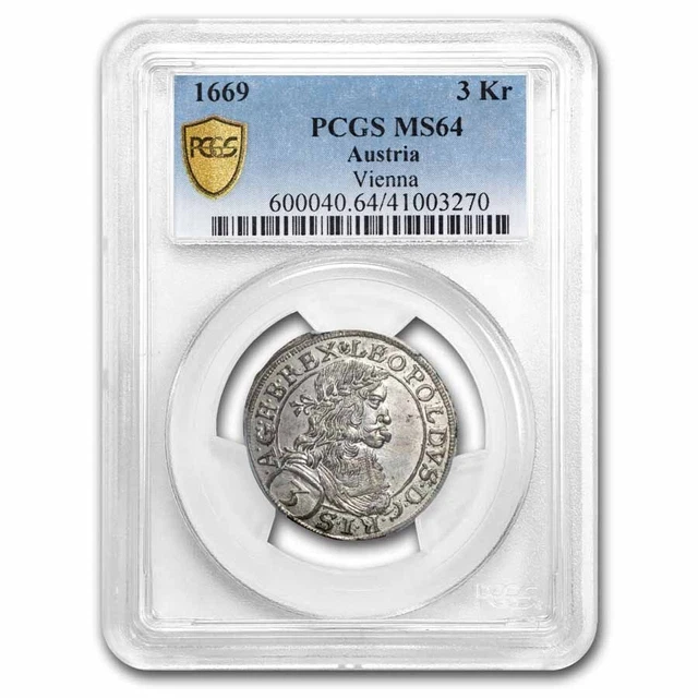 1669 Austria Silver 3 Kreuzer Vienna MS-64 PCGS - SKU#287590