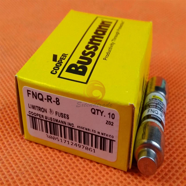 10PCS Bussmann FNQ-R-8 8 Amp 600V 8A FNQR-8 Temps Retard Fusibles Neuf