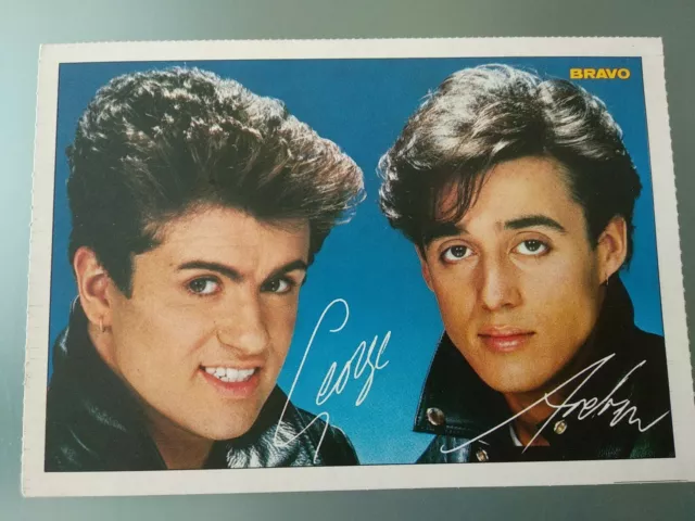 Vintage Bravo Autogrammkarte WHAM ! Andrew Ridgeley George Michael