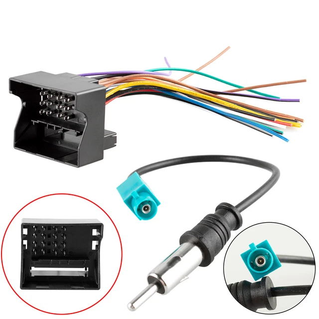 Aftermarket Radio Wire Harness Plug + Antenna Adapter Connector For BMW For Mini
