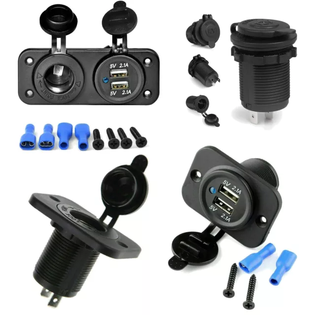 Dual USB Port Car Cigarette Lighter Socket 12V Charger Power Adapter Outlet 2.1A