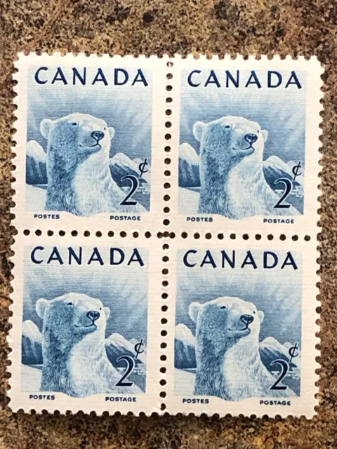 Canada Stamp 1953 Wildlife Polar Bear, Scott # 322 Bloc of Four Mint-NH Lot S5G5