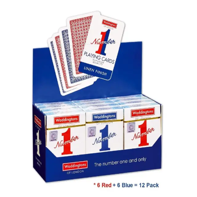 Waddingtons no.1 playing cards number one classic red blue game poker 12 decks