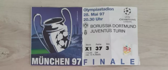 Biglietto Tiket Finale 1997 Champions League Juventus Vs Borussia Dortmund
