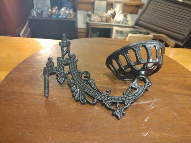 Antique Cast Iron Victorian Swing Arm Oil Lamp Wall Sconce