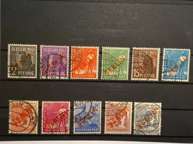 Berlin 1949, Lot aus MiNr. 21 - 32, gestempelt, 11 Werte