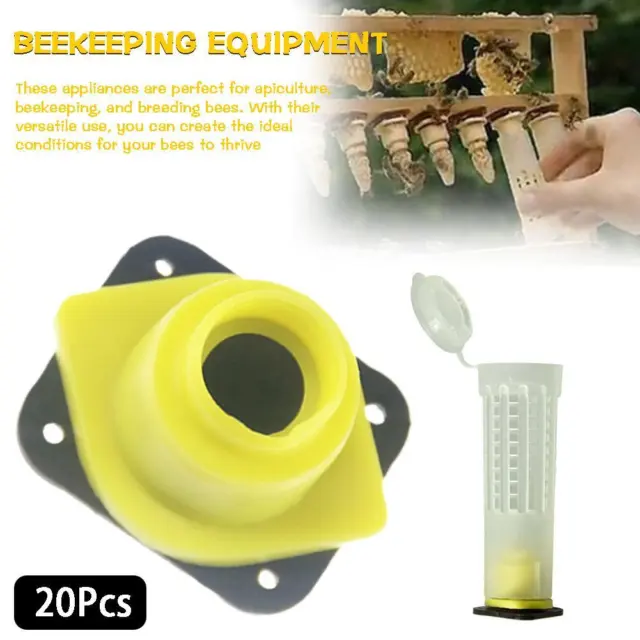 20pcs Beekeeping Tools Queen Bee Cage Base Bee Queen Cell Protective Covers~