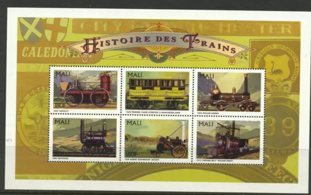 Mali 1996 History of Trains MS 6 values  Railway MNH