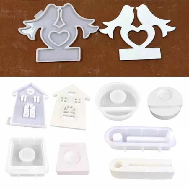 DIY House Home Shape Concrete Candle Holder Silicone Mold Candlestick Gift