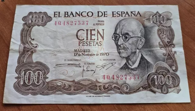 BILLETE DE España Spain 100 Pesetas M. Falla 1970 Pick 152 EBC  (ORIGINAL)