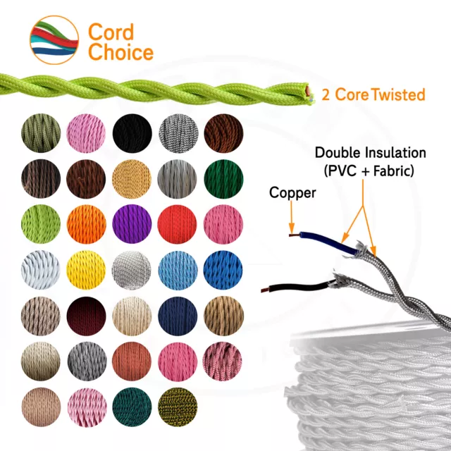 5m fil câble électrique torsadé gainé différentes couleurs Éclair câble Ampoule