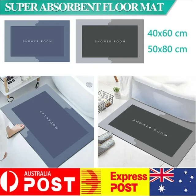 Floor Mat Super Absorbent Non-Slip Bath Mat Soft Quick-Drying Diatom Mud