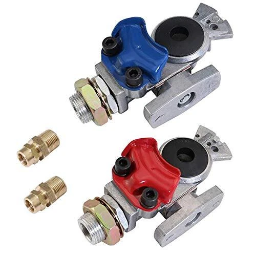 KOOTANS 1 Pair Service Emergency Gladhands with Valve Switch Die Cast Aluminum