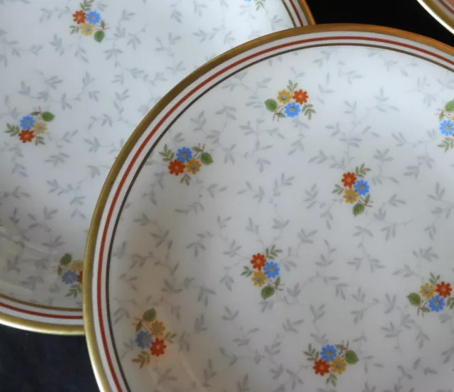 K'] Porcelaine Limoges Balleroy fleurs (lot n°4 : x6 assiettes plates) flowers 2