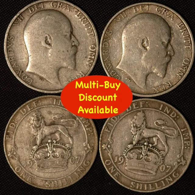 Shilling 1902 - 1910 Edward VII Silver  Choose Your Date (T3)