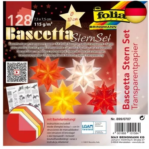 folia 899/0707 - Bastelset Bascetta Stern, aus Transparentpapier für 4 Sterne,