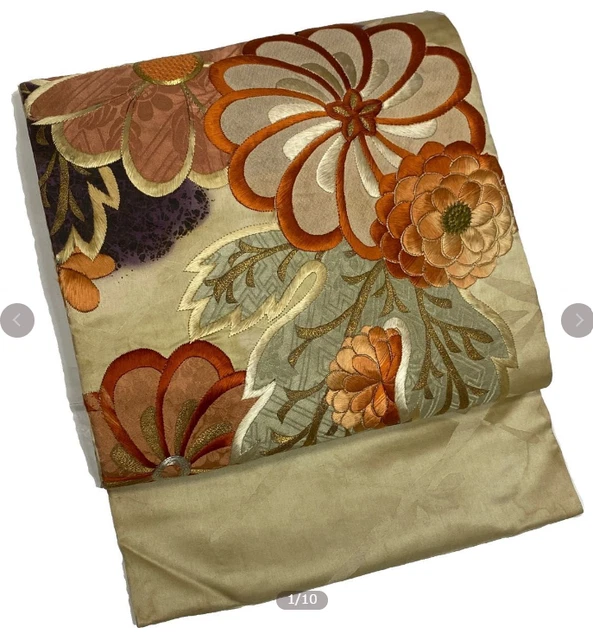 Japanese Vintage Kimono Nagoya Obi Pure Silk Japanese Embroidery Antique