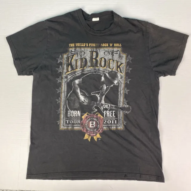Kid Rock Born Free 2011 Tour Men's Large T-Shirt Concert Black Jim Beam Cotton