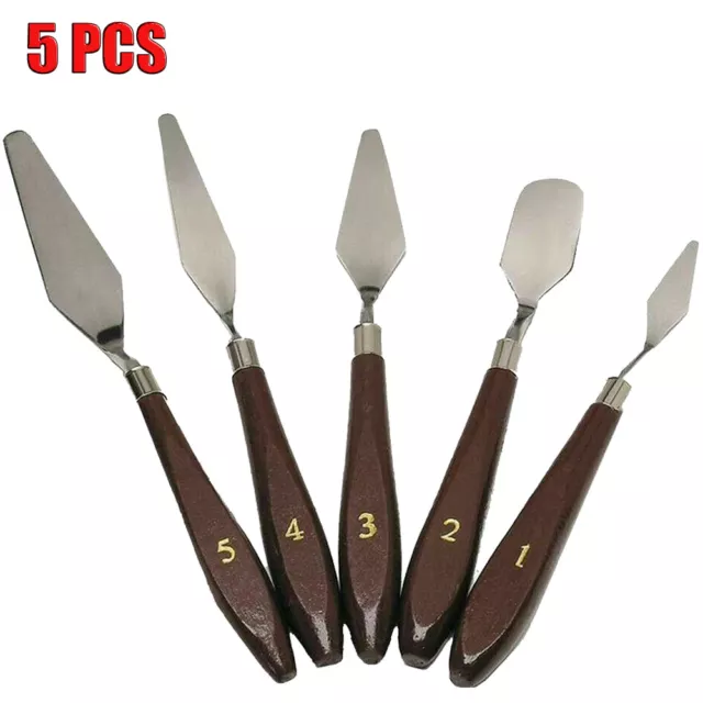 5pc Set Metal Artist Spatula Palette Knife Tool For Oil Acrylic Art Paint Canvas