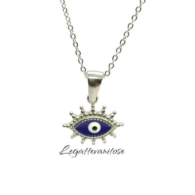 Collana Personalizzata Malocchio, Collana Delicata, Gioielli Blu Scuro Malocchio, Collana In Lega Di Zinco, Regalo Per Donne/madre/nonna - Foto 3