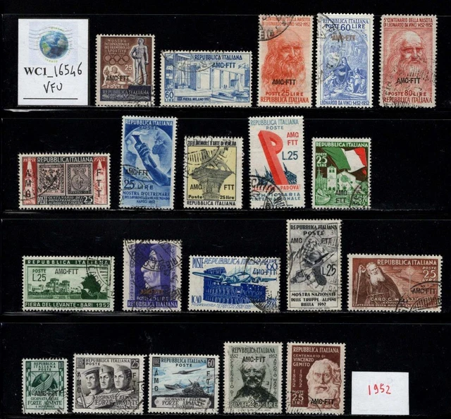 WC1_16546. ITALY: TRIESTE AMG FTT. Valuable lot of 1952 stamps & sets. Used