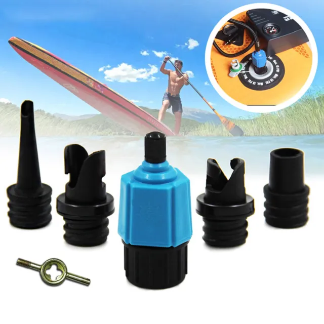 NEW Air Pump Converter 4 Standard Nozzles for Stand Up Paddle Board (Blue)