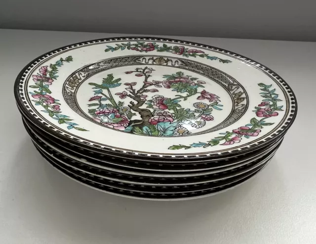 6 Antique S Hancock & Sons Indian Tree Bread and Butter Plates 6 3/4" Pink Blue