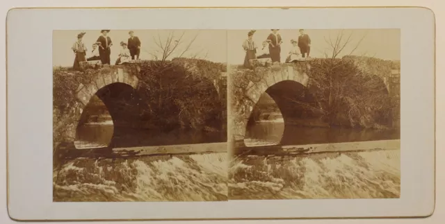 Famille Über Ein Brücke Frankreich Foto Stereo Amlateur P49p1n Vintage Citrat