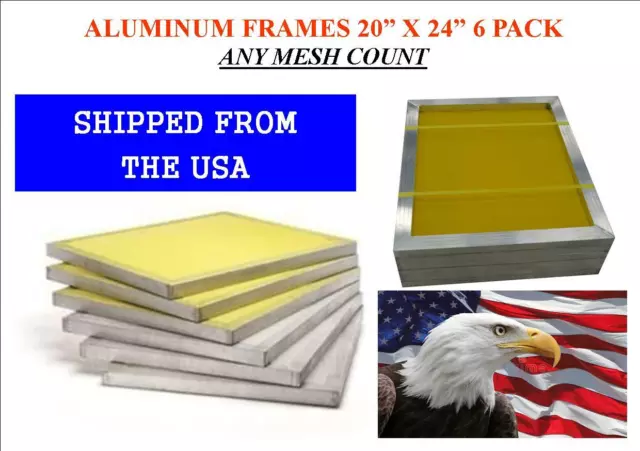 USA 6 Pack 20" x 24" Aluminum Frame Silk Screen Printing Screens "Free Shipping"