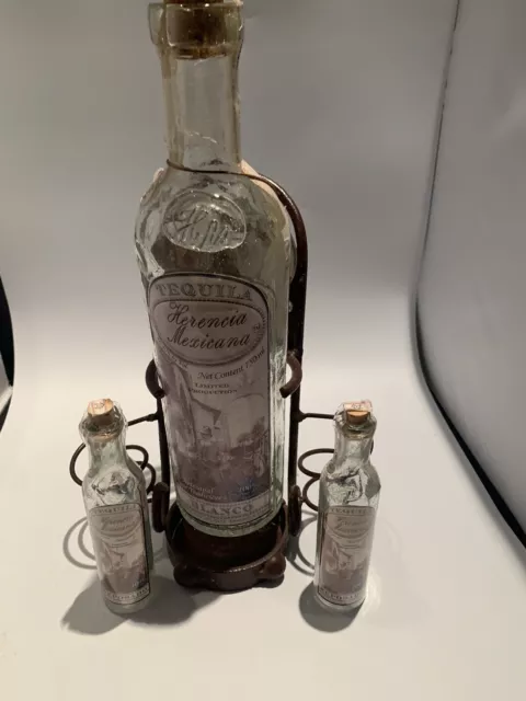 1 EMPTY 750ml Herencia BlancoTequila, 2 50ml Herencia Reposado12 50ml BrokersGin