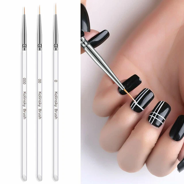 Aokitec Acrílico Transparente Arte en Uñas Cepillo Detalle Diseño Delineador Pluma Cepillos a Rayas