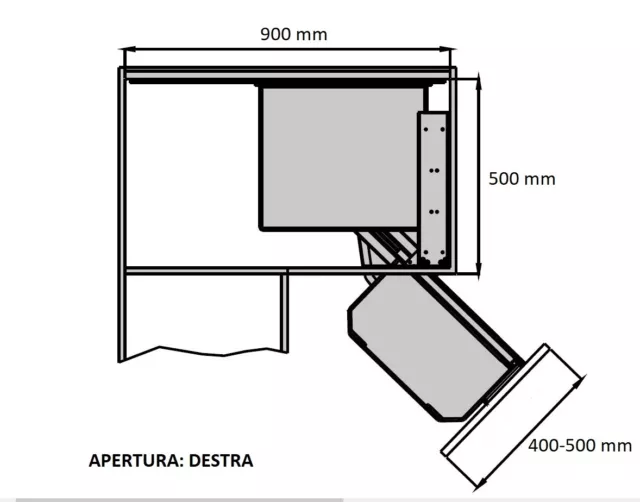 MECCANISMO base ANGOLO 4 Cestelli - 900 MM ESTENSIONE COMPLETA, CHIUSURA SOFT 3