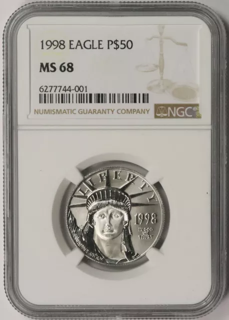 1998 Platinum American Eagle Statue of Liberty 1/2 oz Half Ounce $50 MS 68 NGC