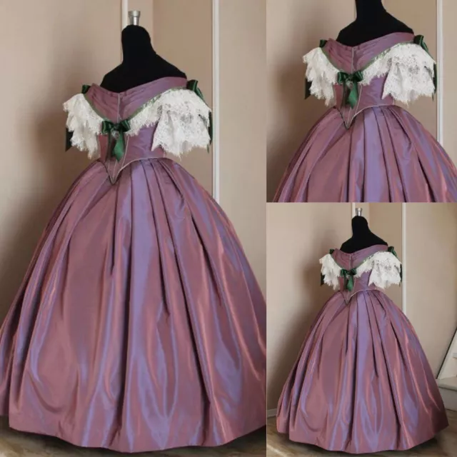 Victorian Quinceanera Dress Satin Princess Evening Prom Party Gowns Vintage 50s