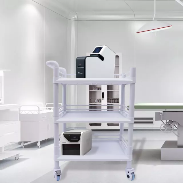 Medical Lab Trolley Cart 3 Tier Spa Rolling Shelf Beauty Salon Storage Organizer