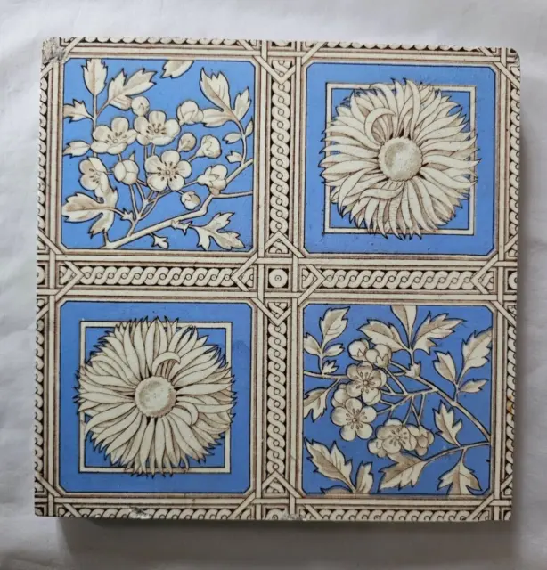 Gorgeous Floral Design Antique 6 Inch Tile Minton Aesthetic